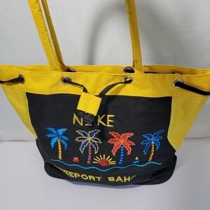 Island Bahama Dreams NIKE FREEPORT BAHAMAS Black/Yellow Canvas Tote Bag Size L